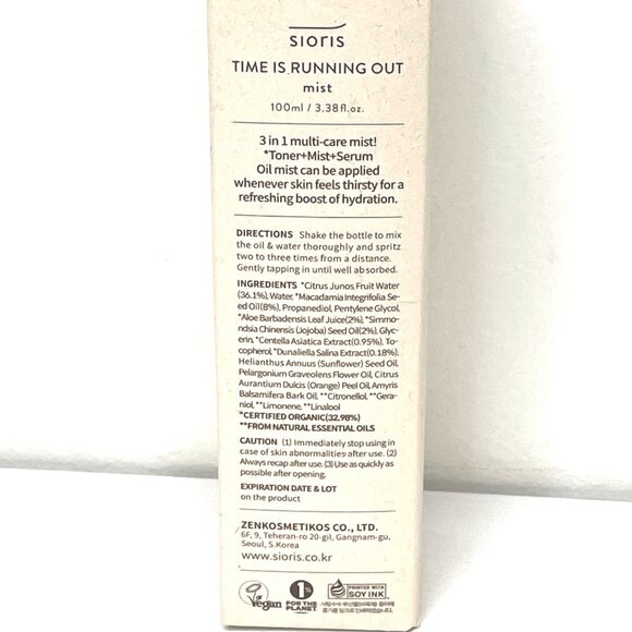 Sioris Time Is Running Out Mist 100mL K Beauty - Picture 4 of 4